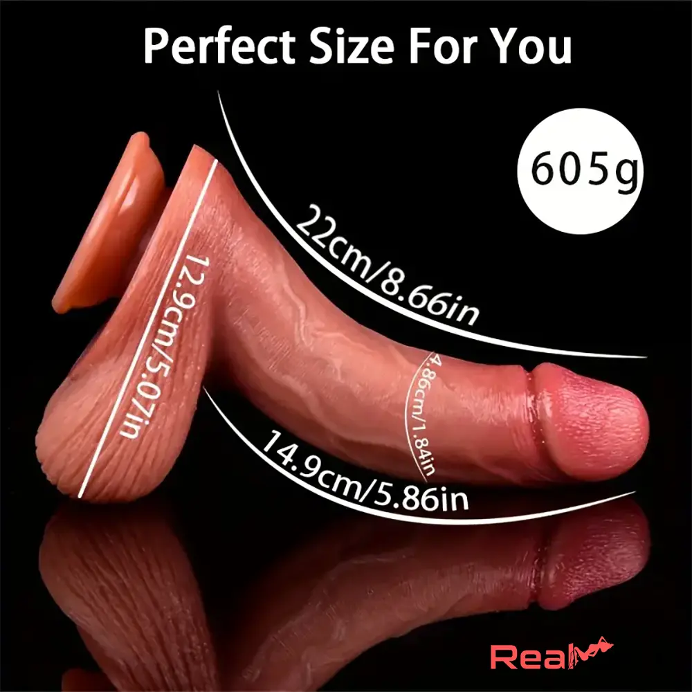 8.66in Soft Real Big Silicone Curved G Spot Dildo For Hands Free Play Penis Real Dildo