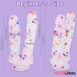 7in Soft Silicone Confetti Colorful Double Headed Dildo Erotic Sex Toy - Real Dildo