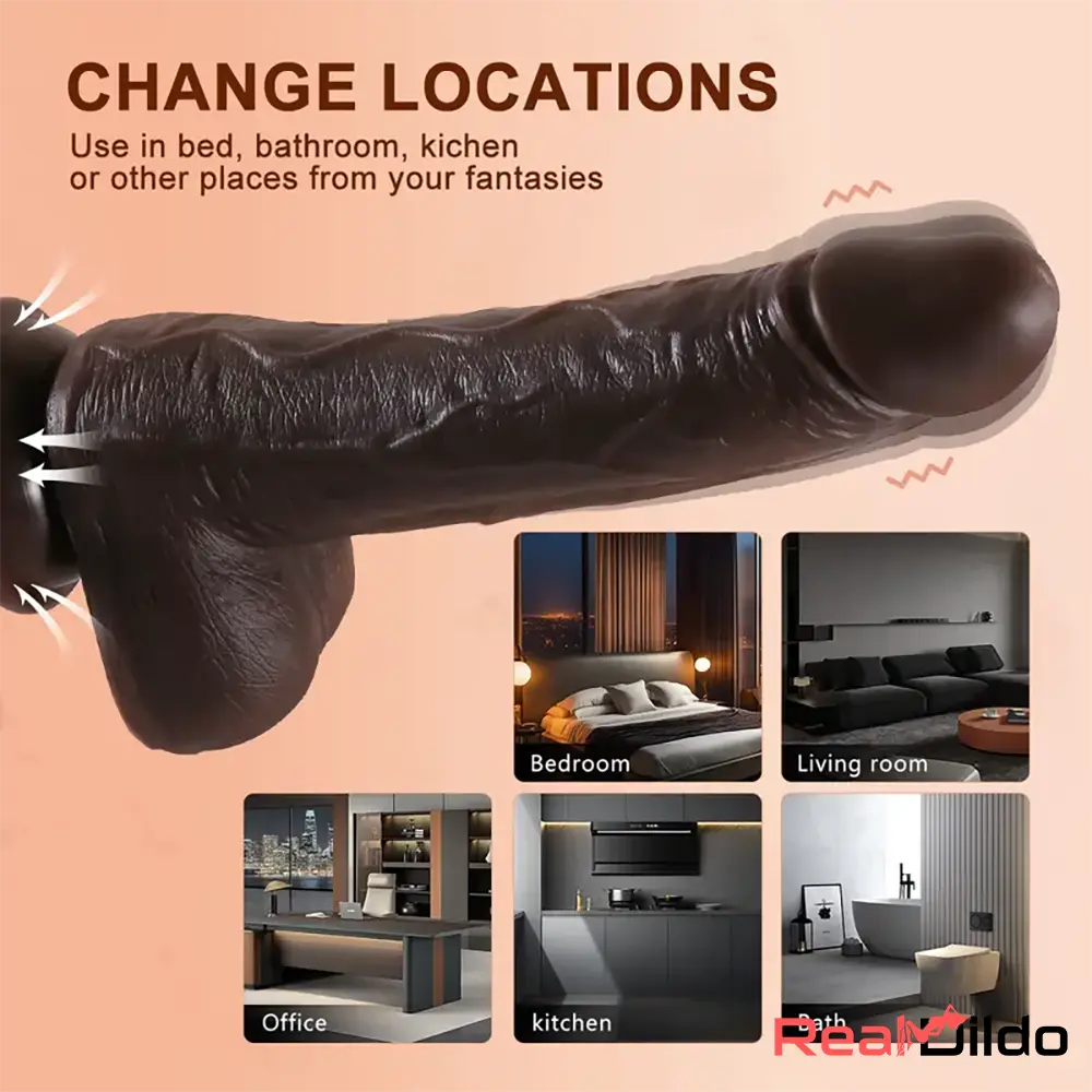 8.7in Soft Big Silicone Thrusting Rotating Heating Remote Penis Auto Dildo Real Dildo