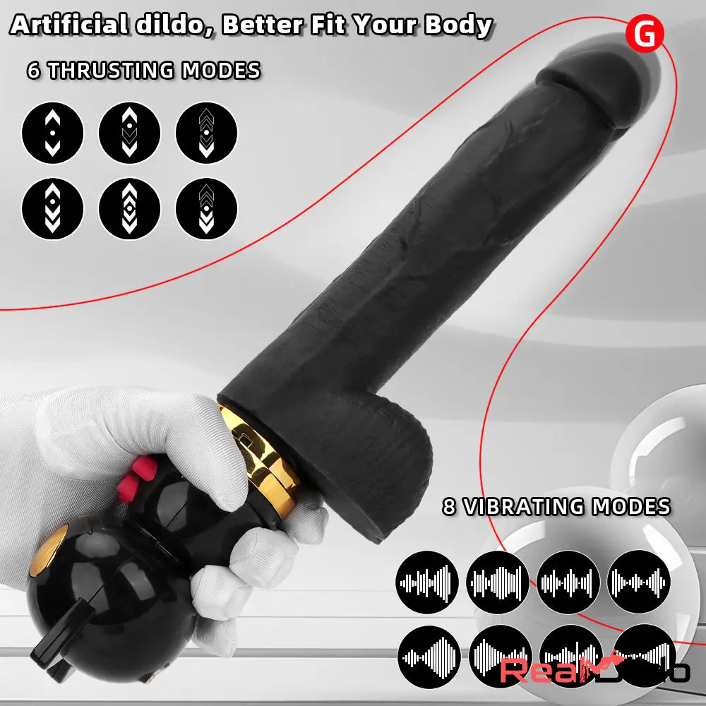 7.87in Cat Warming Thrusting Vibrating Remote Gun Sex Dildo Machine - Real Dildo