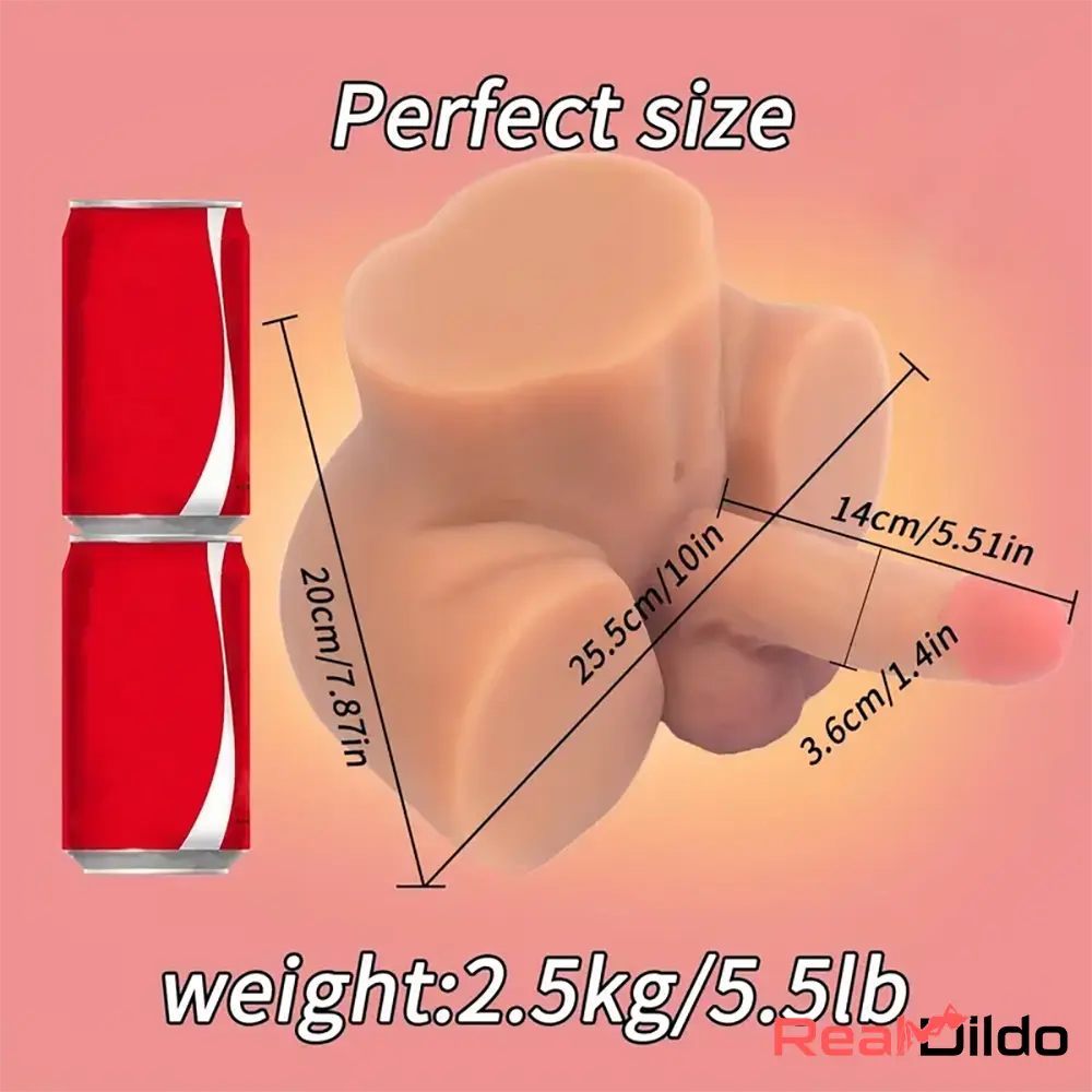 5.51in Real Silicone Soft Dildo With Sex Doll Torso Testicles Love Toy - Real Dildo