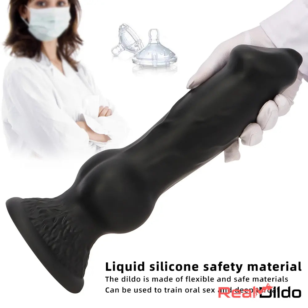 7.28in 7.48in 9.64in 10.62in 13in Big Black Silicone Dog Cock Animal Dildo Real Dildo