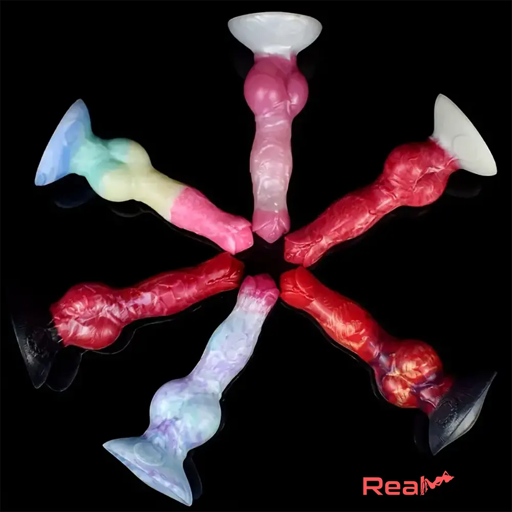 8.03in Fantasy Big Dog Knot Silicone Soft Dildo For G-Spot Stimulation Play Real Dildo