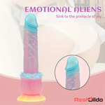 9.84in Silicone Soft Luminous Fantasy Cock Dildo With Rose Flower Base Real Dildo