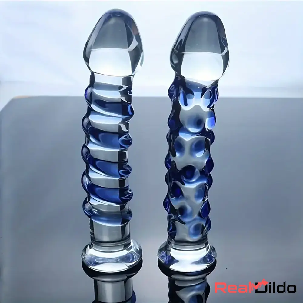6.9in Clear Spiked Spiral Glass Dildo For G-Spot Vaginal Stimulation - Real Dildo