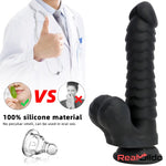 8.07in Big Black Weird Double Layer Silicone Soft Scale Caterpillar Dildo Real Dildo