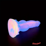 8.14in Colorful Silicone Flexible Fantasy Big Luminous Monster Anal Dildo - Real Dildo