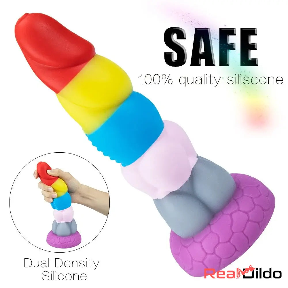 8.66in Silicone Rainbow Soft Big Dildo For Gay LGBT Adults Sex Toy Real Dildo