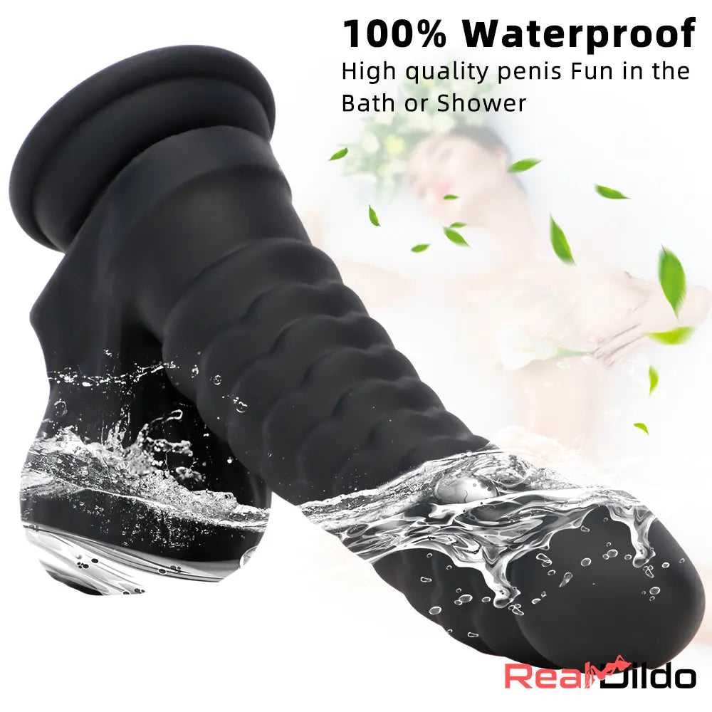 8.07in Big Black Weird Double Layer Silicone Soft Scale Caterpillar Dildo Real Dildo