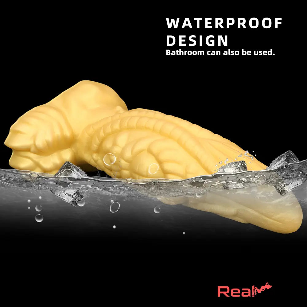 14.56in Gold Liquid Large Soft Long Fantasy Silicone Male Female Dildo - Real Dildo