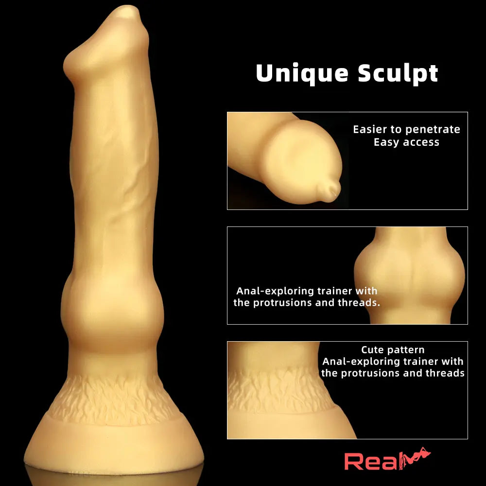 3.81in 7.48in Gold Silicone Soft Small Dog Dildo For Anal Vaginal Sex Love Real Dildo
