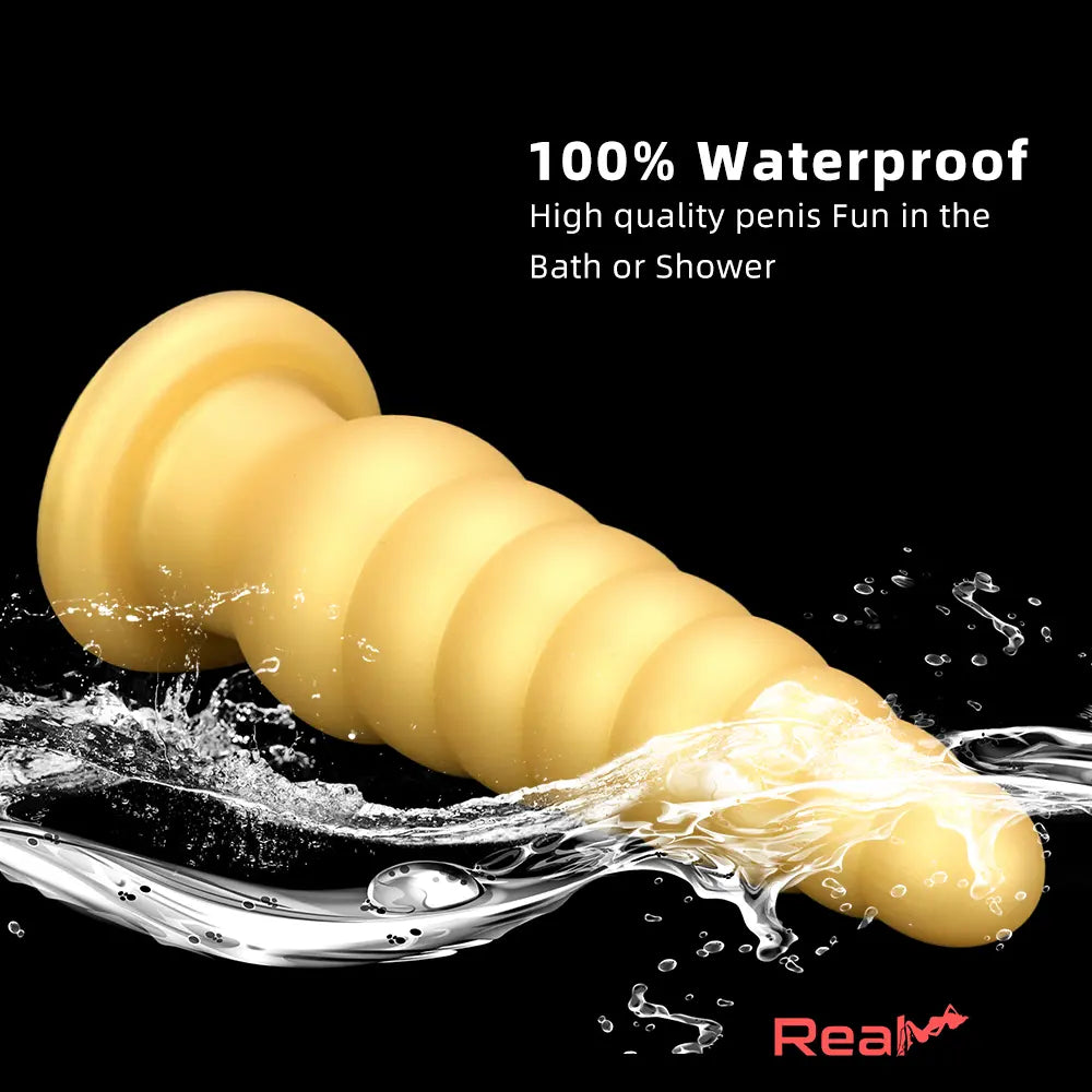 10.63in Soft Silicone Big Gold Butt Plug Dildo For Anal Expansion Toy Real Dildo