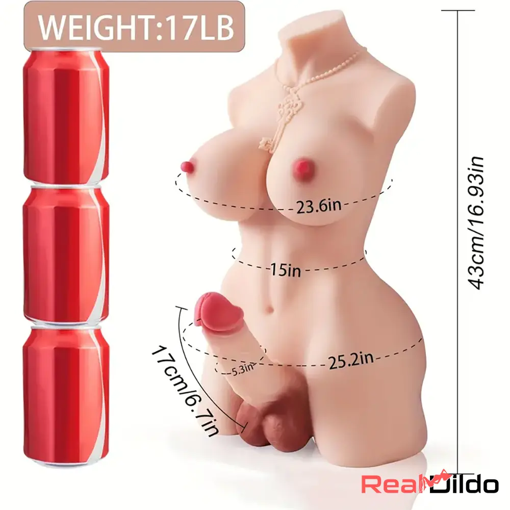 6.7in Real Female Lesbian Silicone Dildo With Skeleton Shemale Sex Torso - Real Dildo