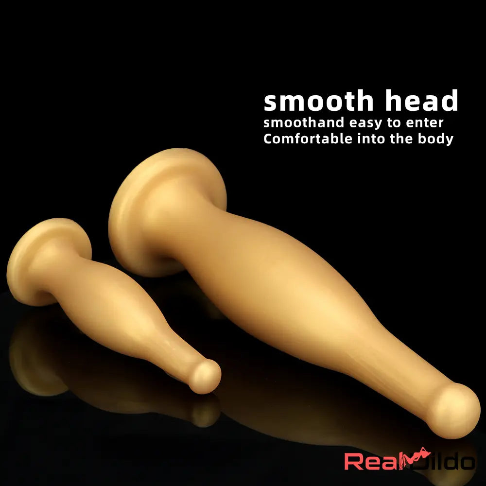 6.7in 11.41in Gold Beer Bottle Silicone Soft Big Anal Butt Plug Thick Dildo - Real Dildo