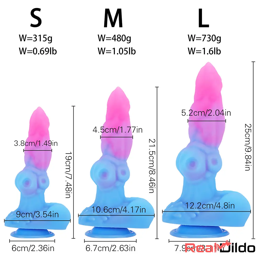 7.48in 8.46in 9.84in Fantasy Big Dog Penis Animal Silicone Soft Alien Dildo Real Dildo