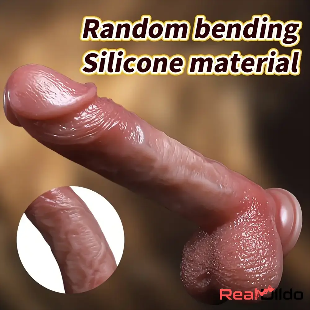 8.46in Vibrating Heating Silicone Uncut Big Dildo With Sliding Skin Penis Real Dildo
