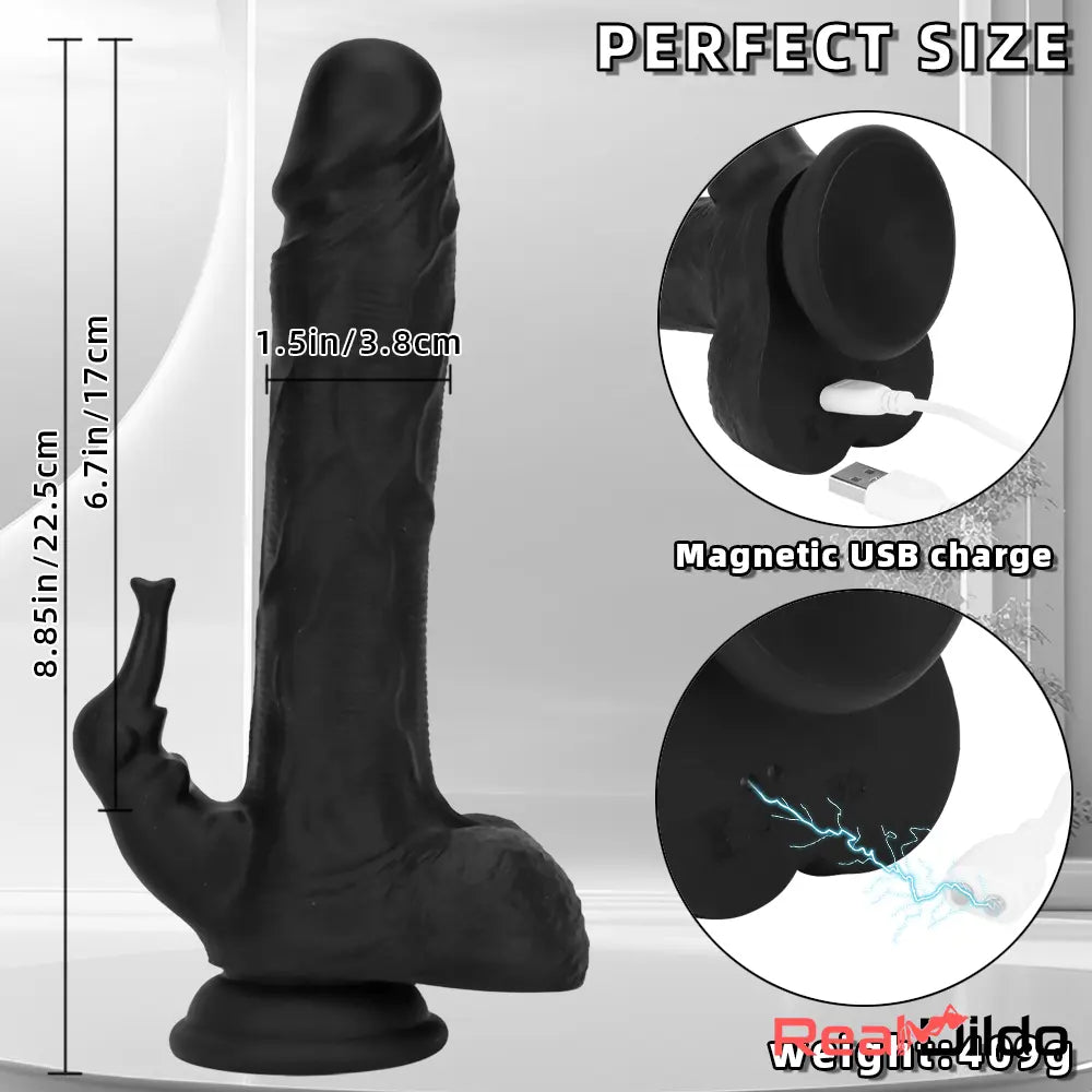8.85in Elephant 3in1 Heating Thrusting Vibrating Remote Dildo Anal Sex Toy Real Dildo