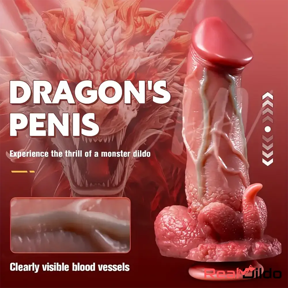 9.05in Dragon Vibrating Thrusting Big Silicone Soft Dildo Adult Cock Toy Real Dildo