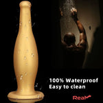 6.7in 11.41in Gold Beer Bottle Silicone Soft Big Anal Butt Plug Thick Dildo - Real Dildo