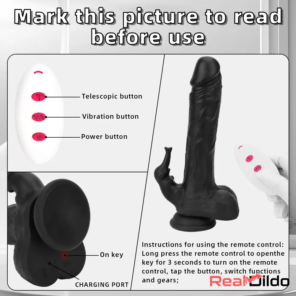 8.85in Elephant 3in1 Heating Thrusting Vibrating Remote Dildo Anal Sex Toy Real Dildo