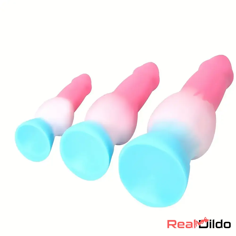 5.31in 7.09in 8.66in Odd Animal Dog Cock knot Silicone Thick Flexible Dildo - Real Dildo