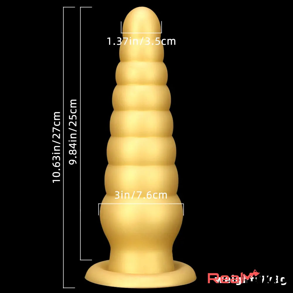 10.63in Soft Silicone Big Gold Butt Plug Dildo For Anal Expansion Toy Real Dildo