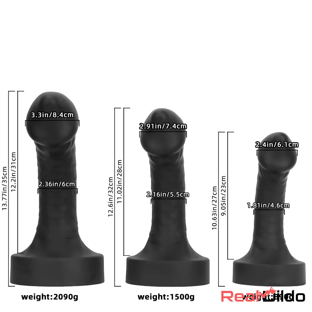 10.63in 12.6in 13.77in Silicone Big Soft Curved Black Dildo With Big Head Real Dildo