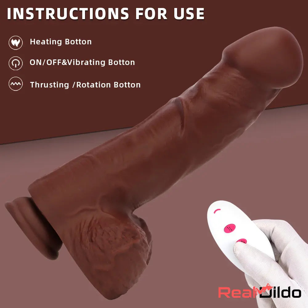 9.84in Realistic Remote Control Auto Heating Thrusting Vibrating Cock Dildo Real Dildo