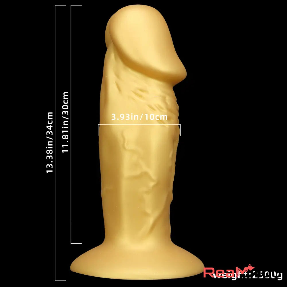 13.38in Super Long Big Silicone Soft Gold Dildo Vaginal Orgasm Masturbator Real Dildo
