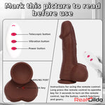 8.85in 3in1 Intelligent Heating Thrusting Vibrating Electric Ebony Large Dildo Real Dildo