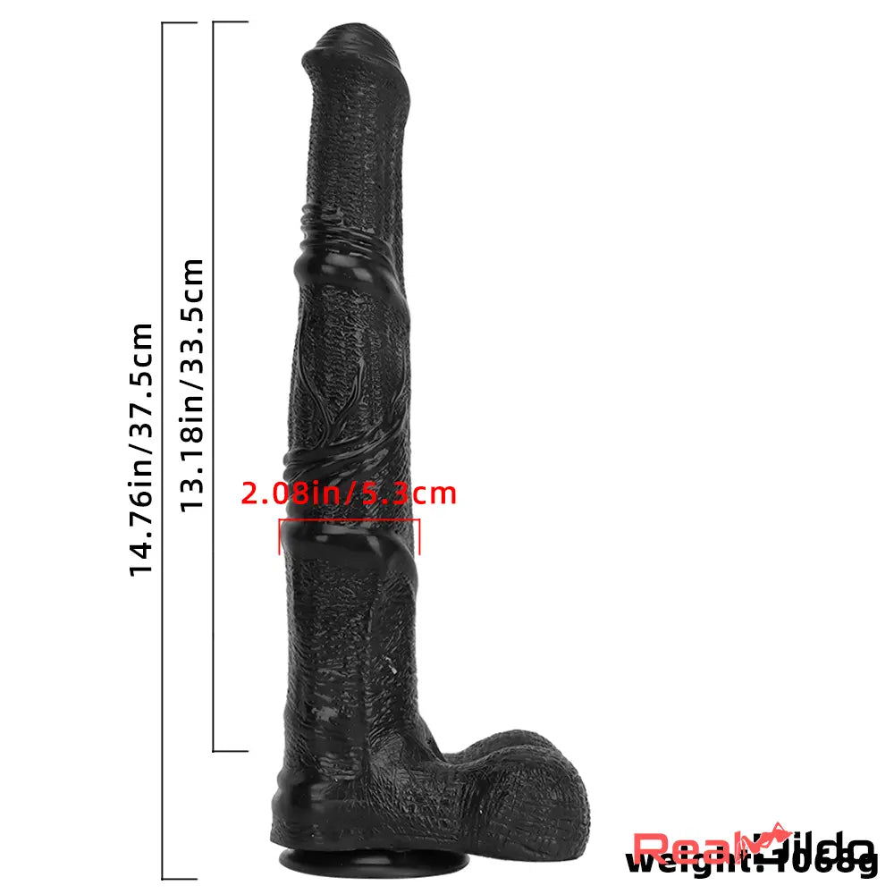 14.76in Extra Long Huge Black Soft Liquid Silicone Horse Cock Large Dildo Real Dildo