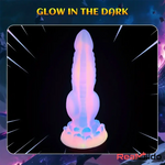 8.14in Colorful Silicone Flexible Fantasy Big Luminous Monster Anal Dildo - Real Dildo