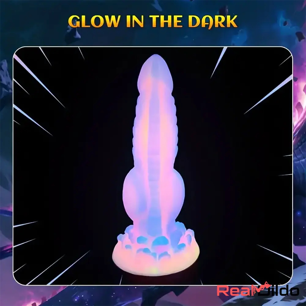 8.14in Colorful Silicone Flexible Fantasy Big Luminous Monster Anal Dildo - Real Dildo