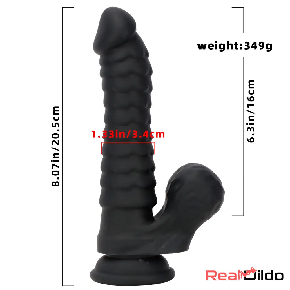 8.07in Big Black Weird Double Layer Silicone Soft Scale Caterpillar Dildo Real Dildo