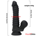 8.07in Big Black Weird Double Layer Silicone Soft Scale Caterpillar Dildo Real Dildo