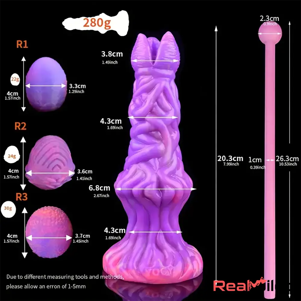 7.99in Luminous Ovipositor Silicone Dildo For Anal Vaginal Pleasure Toy Real Dildo