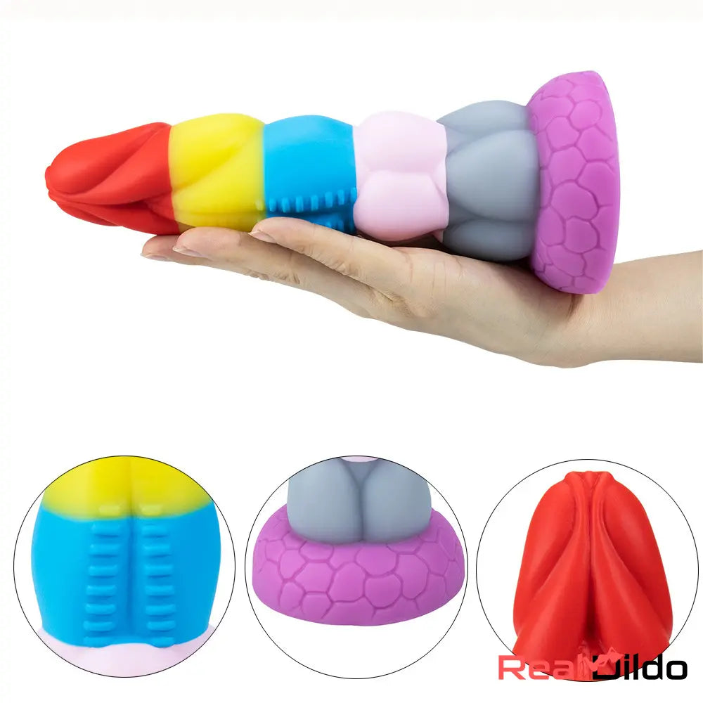 8.66in Silicone Rainbow Soft Big Dildo For Gay LGBT Adults Sex Toy Real Dildo