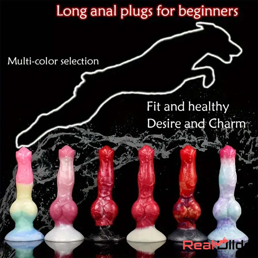 8.03in Fantasy Big Dog Knot Silicone Soft Dildo For G-Spot Stimulation Play Real Dildo