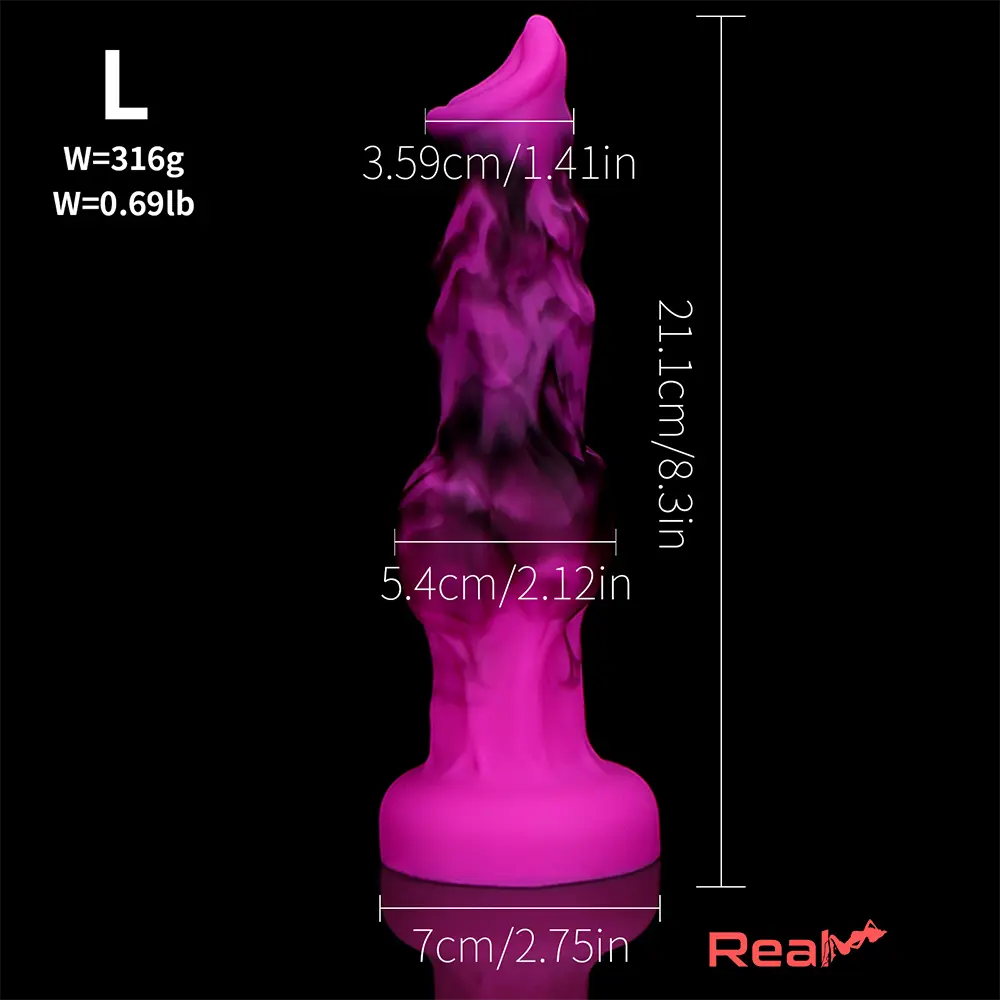 6.65in 7.63in 8.3in 9.25in 10.03in Odd Dog Knot Silicone Soft Real Dildo - Real Dildo