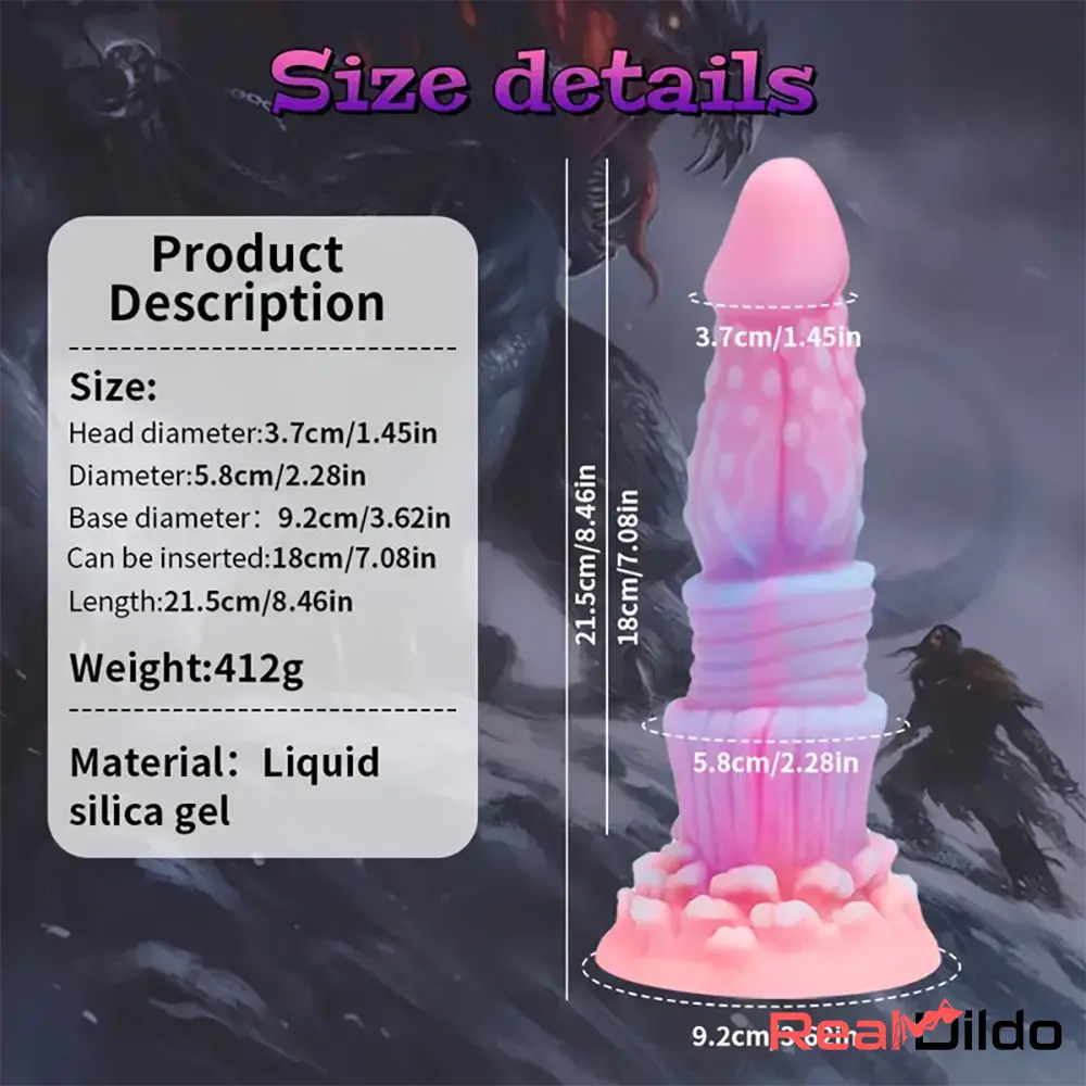 8.46in Fantasy Luminous Monster Silicone Soft Dildo Anal Opener Cock Real Dildo
