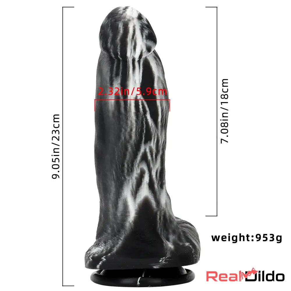 9.05in Large Thick Silicone Soft Mixed Color Dildo For Women Glans Penis Real Dildo