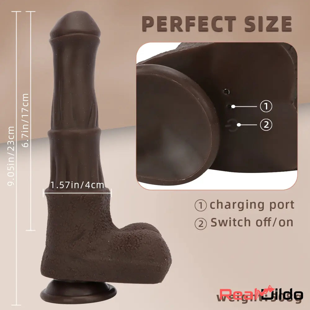 9.05in 4in1 Heating Thrusting Vibrating Rotation Remote Horse Discreet Dildo Real Dildo