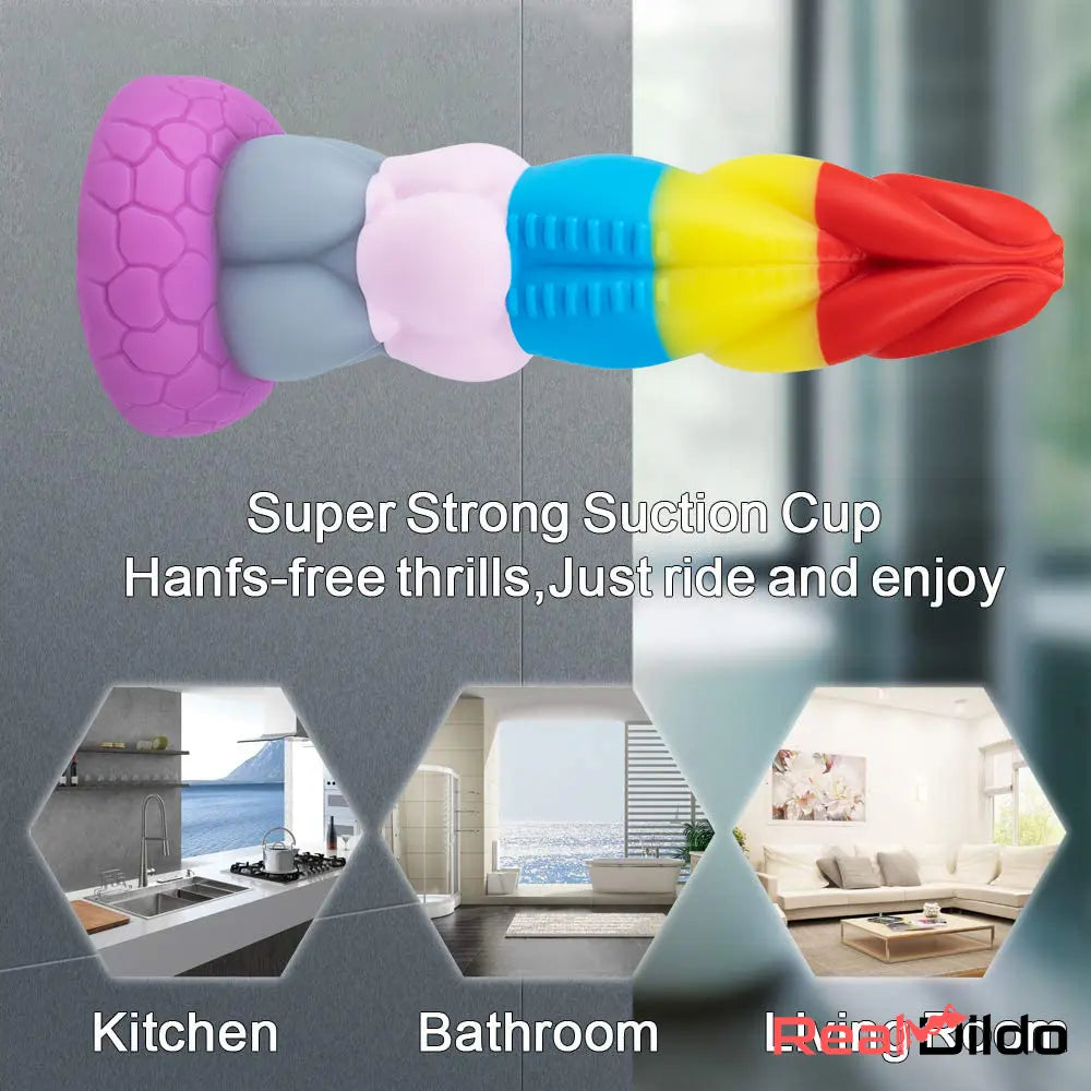8.66in Silicone Rainbow Soft Big Dildo For Gay LGBT Adults Sex Toy Real Dildo