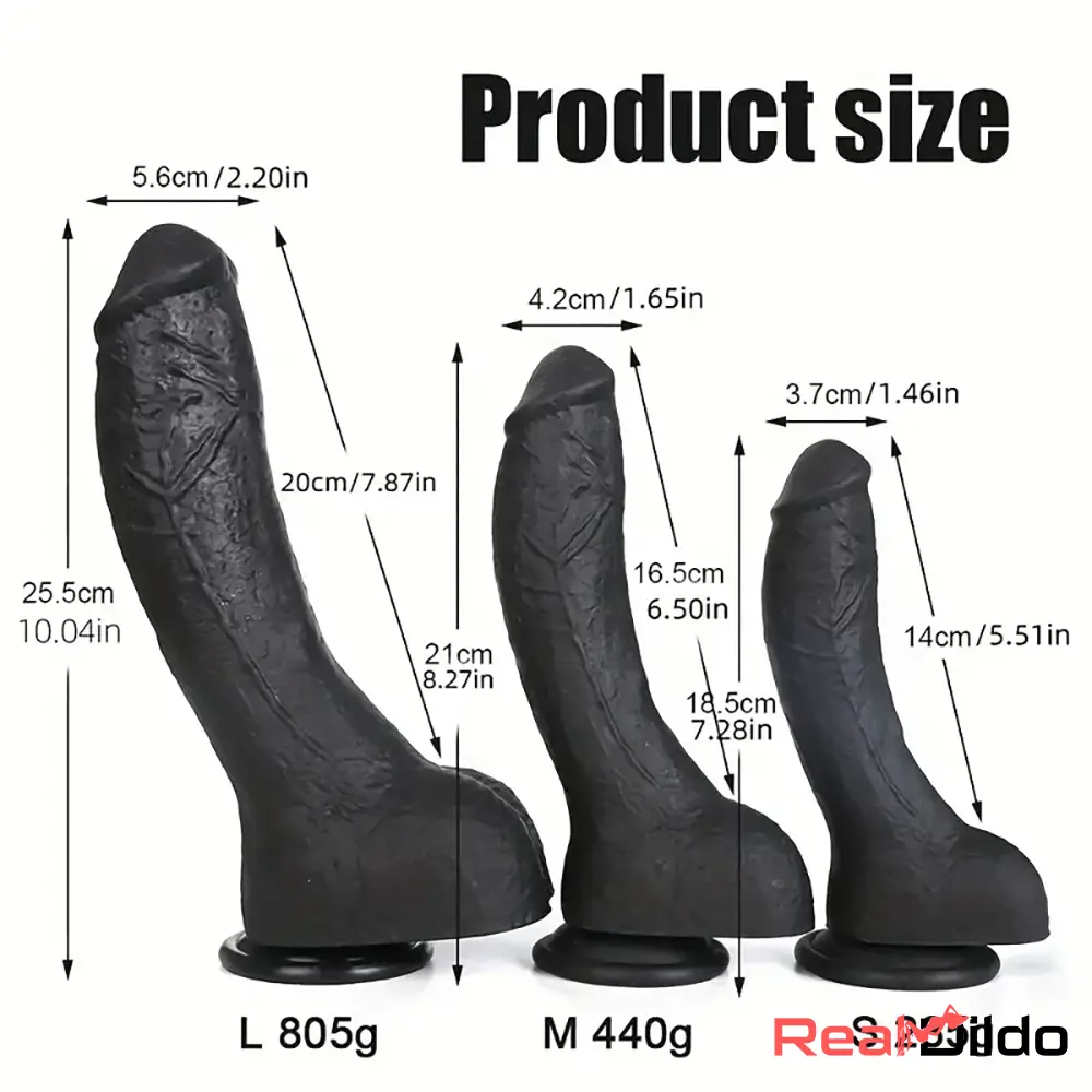 7.28in 8.27in 10.04in Soft Real Skin Ebony Big Looking Silicone G Spot Dildo Real Dildo
