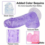 7.3in 7.9in Medical Silicone Confetti Clear Suction Cup Skin Feeling Dildo - Real Dildo