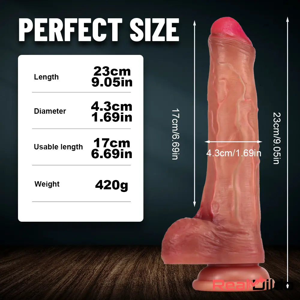 9.05in Real Big Touching Feeling Soft Silicone Uncut Dildo With Foreksin Real Dildo