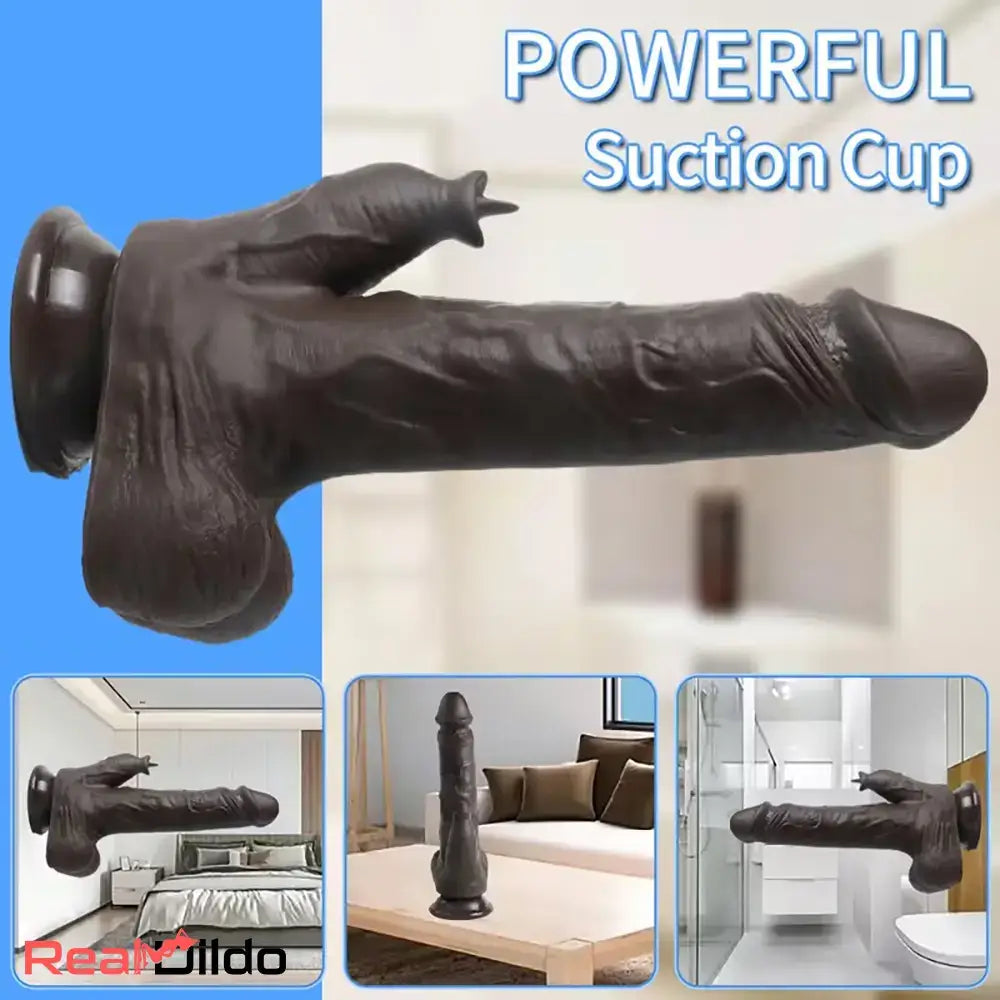 8.85in Licking Vibrating Thrusting Liquid Silicone Big Automatic Dildo