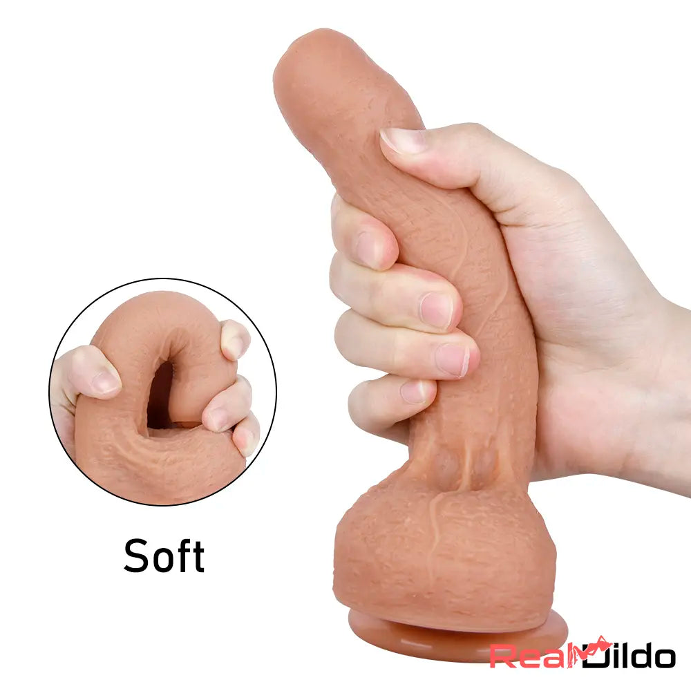 7.09in Uncut Silicone Soft Dildo For Hands-free Gaming Pleasure Cock