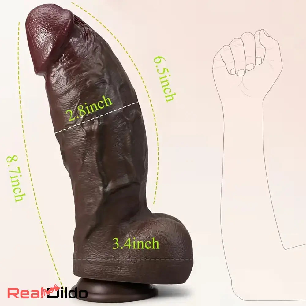 8.7in Thick Belly Skin to Skin Feeling Soft 3D Balls Dual Density Dildo