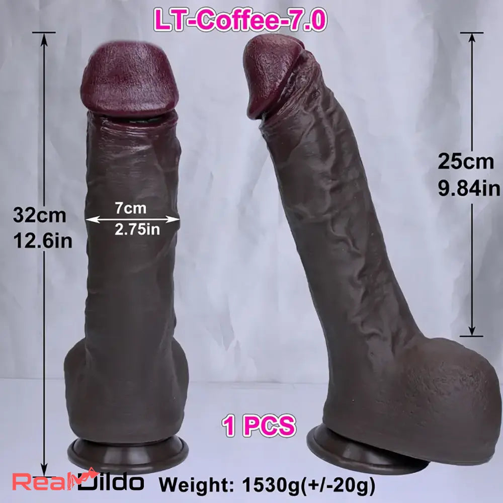 11.4in 12.6in Huge Ebony Silicone Dildo Realistic Thick Cock Rod Massager